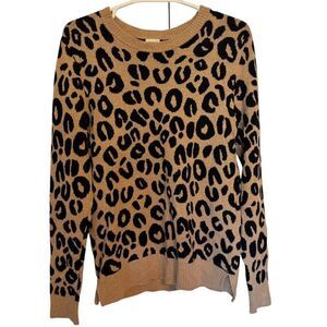 A New Day Leopard Print Crew Neck Pullover Sweater Medium Animal Print